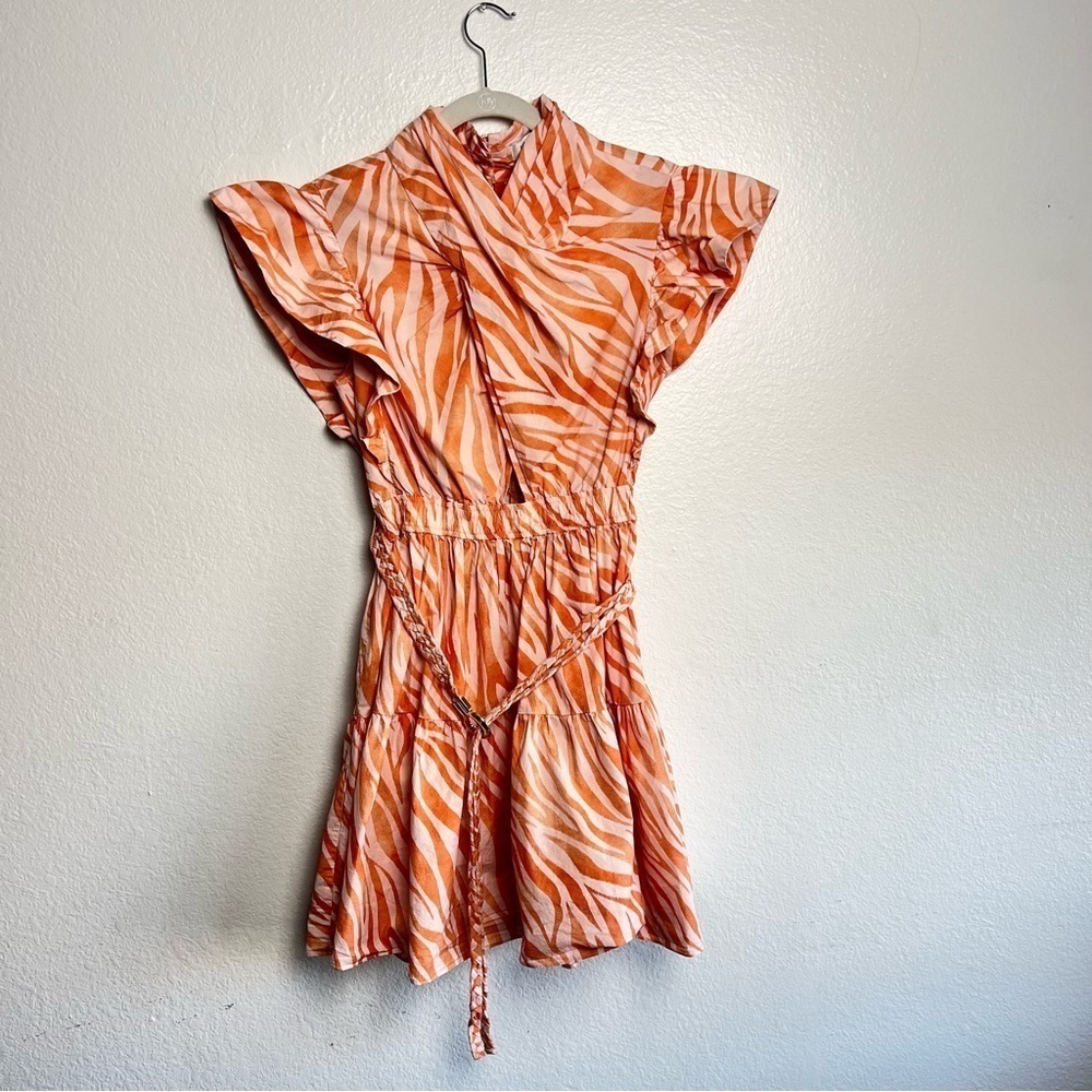 Derek Lam Collective Zebra Cutout Mini Dress in Orange Size 46 - Picture 5 of 12